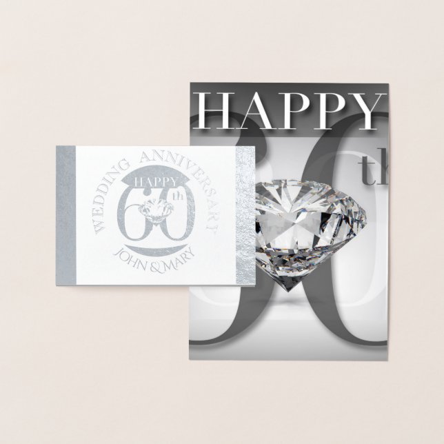 Diamond 60th Wedding Anniversary Greeting Congrats Foil Card (Display)