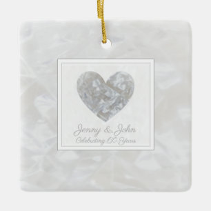 Diamond 60th wedding anniversary heart ceramic ornament
