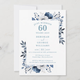 Diamond 60th Wedding Anniversary Monogram Floral  Invitation