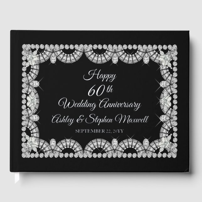 Diamond 60th Wedding Anniversary Party  Guest Book (Front)