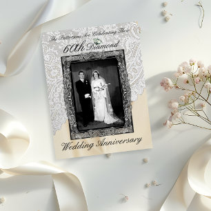 Diamond 60th Wedding Anniversary Photo Invitation Postcard