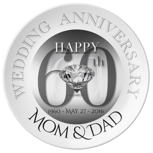 Diamond 60th Wedding Anniversary Porcelain Plate Au