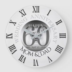 Diamond 60th Wedding Anniversary R Clock B Roman N