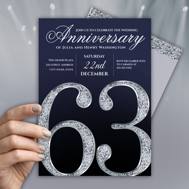 Diamond 63rd Wedding Anniversary Party  Invitation (Creator Uploaded)