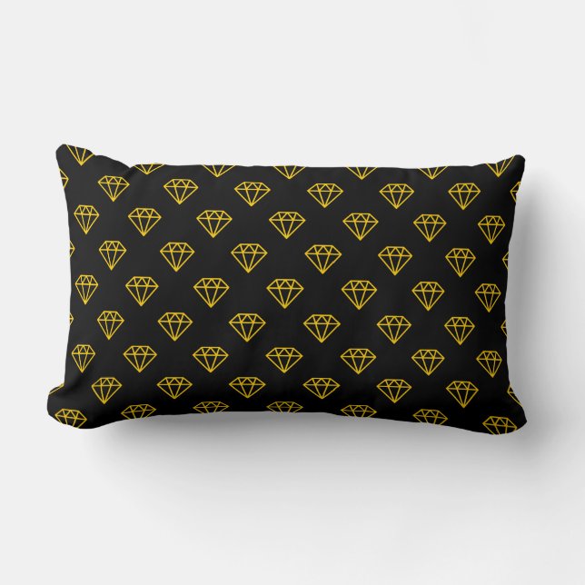 Diamond - Amber on Black Lumbar Cushion (Front)