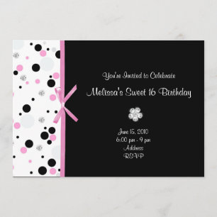 Diamond and Dots Sweet 16 Birthday Invitations