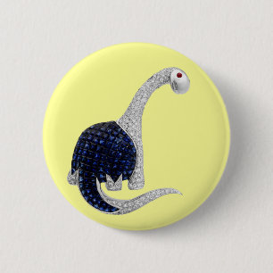 Diamond and Emerald Dinosaur 6 Cm Round Badge