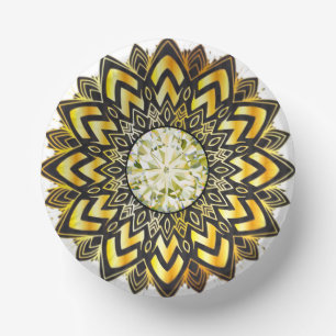 Diamond and Floral Design Paper Plate and Bowl Set