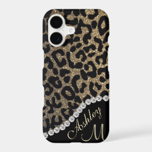 Diamond and Leopard Glitter Monogram