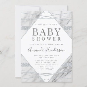 Diamond and Marble Baby Shower Invitation