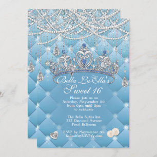 Diamond and Pearls Birthday Party Invitations
