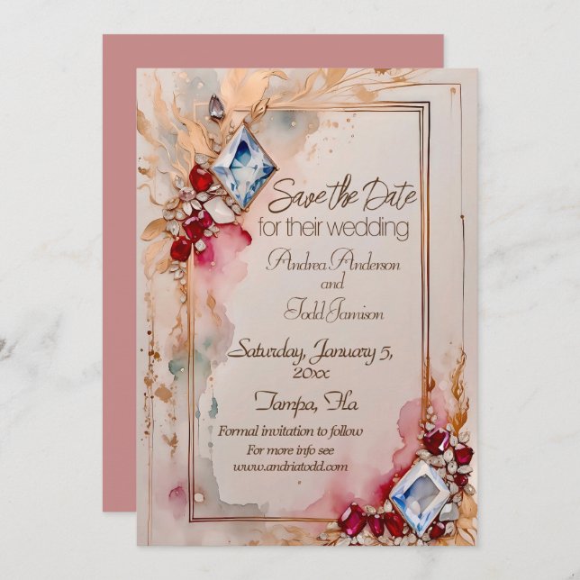 Diamond and ruby wedding save the date (Front/Back)