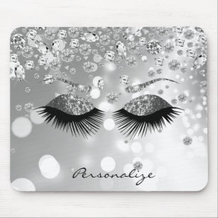 Diamond and Silver Glitter Eyes Mouse Pad