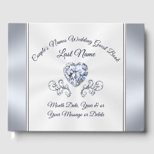 Diamond and Silver Wedding Guest Book Personalised