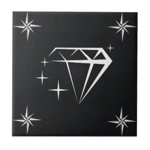 Diamond and Star Pattern Black Ceramic Tile