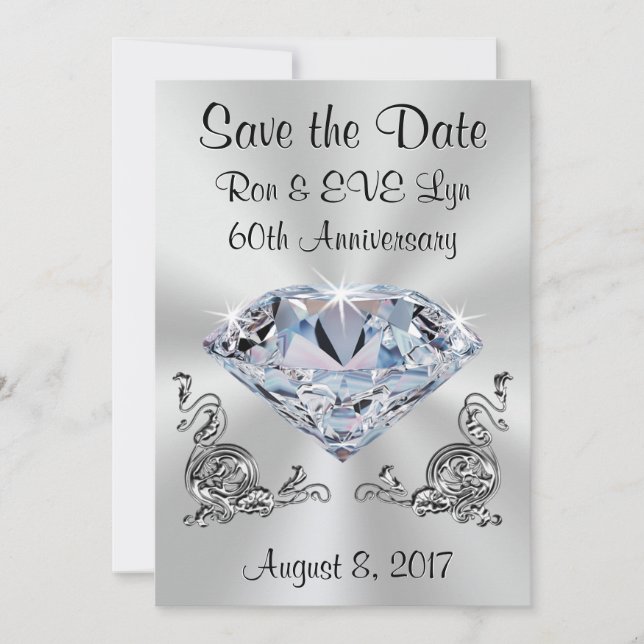 Diamond Anniversary Save the Date Cards, Your Text (Front)