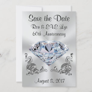 Diamond Anniversary Save the Date Cards, Your Text