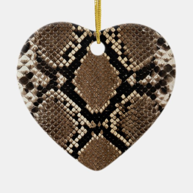 Diamond Back Rattlessnake Skin Ceramic Ornament (Front)