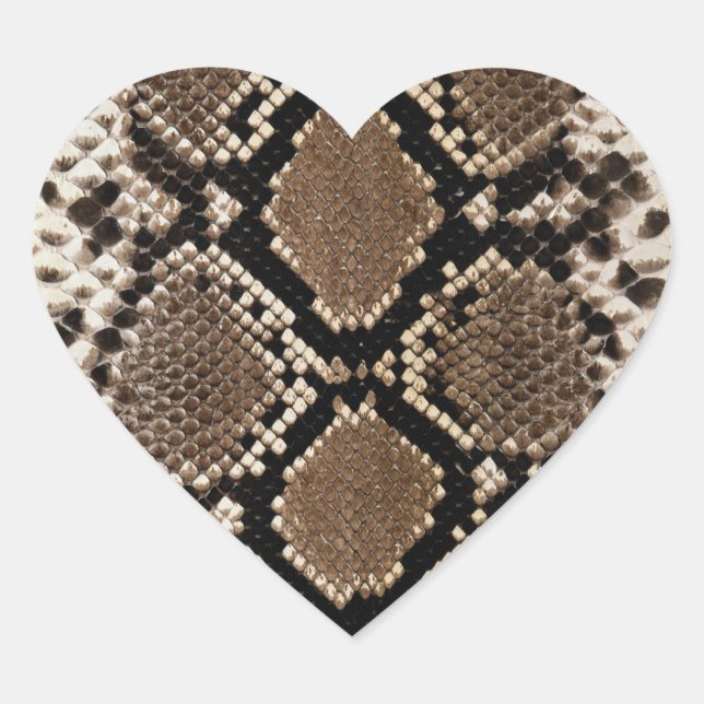 Diamond Back Rattlessnake Skin Heart Sticker (Front)