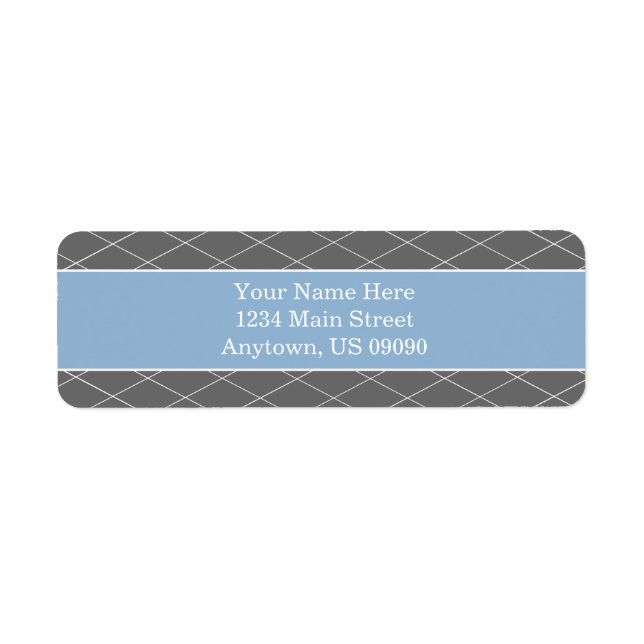 Diamond Background Address Labels (Blue / Grey) (Front)
