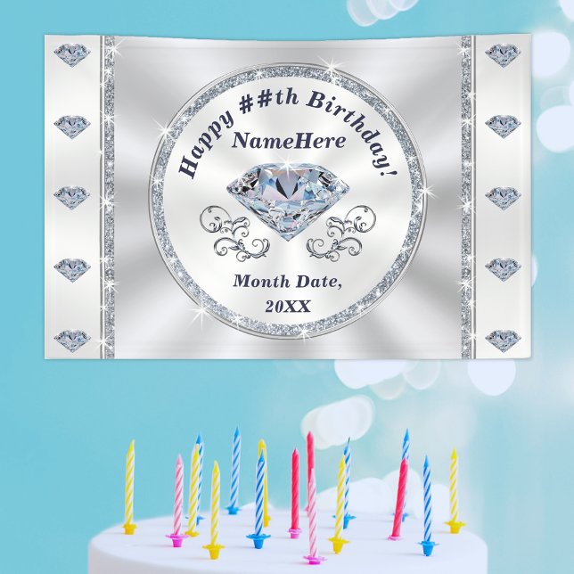 Diamond Banner, Personalised Birthday Banner (Creator Uploaded)
