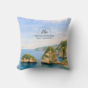 Diamond Beach Bali Watercolor Turquoise Sea Cushion