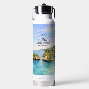 Diamond Beach Bali Watercolor Turquoise Sea Water Bottle