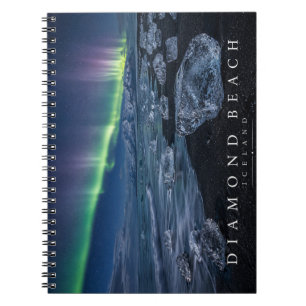 Diamond Beach Under Northern Lights Notebook
