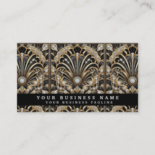 Diamond Black and Gold Art Deco Business Cards