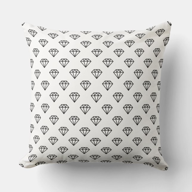 Diamond - Black on White Cushion (Front)