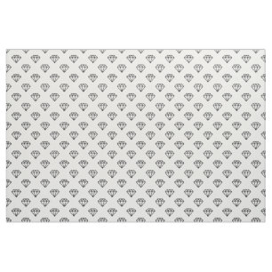 Diamond - Black on White Fabric