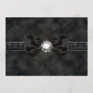 Diamond Black Tie Bow Gothic Invitation