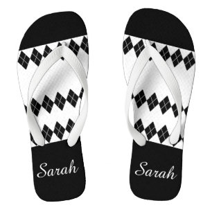 Diamond Black White Custom Thongs