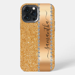 Diamond Bling Glitter Calligraphy Name Copper iPhone 13 Pro Max Case