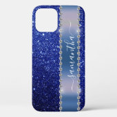 Diamond Bling Glitter Calligraphy Name Navy Blue Case-Mate iPhone Case (Back)
