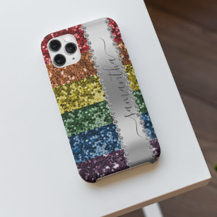 Diamond Bling Glitter Calligraphy Name Rainbow iPhone 12 Pro Case