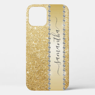 Diamond Bling Glitter Calligraphy Name Rose Gold  iPhone 12 Case
