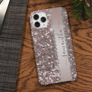 Diamond Bling Glitter Look Pink Calligraphy  iPhone 15 Pro Case