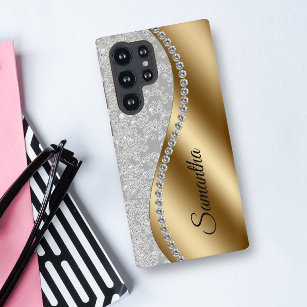 Diamond Bling Gold Metal Personalised Galm  Samsung Galaxy Case