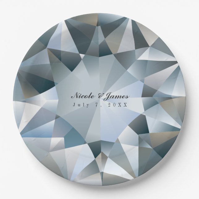 Diamond Bling Jewellery Elegant Jewel Party Paper Plate (Front)