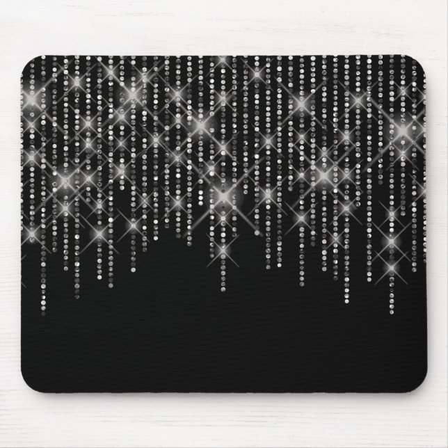 Diamond Bling on Black Mouse Pad (Front)