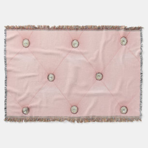 Diamond Bling Pink Tufted Leather Throw Blanket