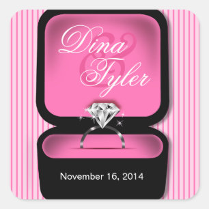 Diamond Bling Ring Box square pink Square Sticker