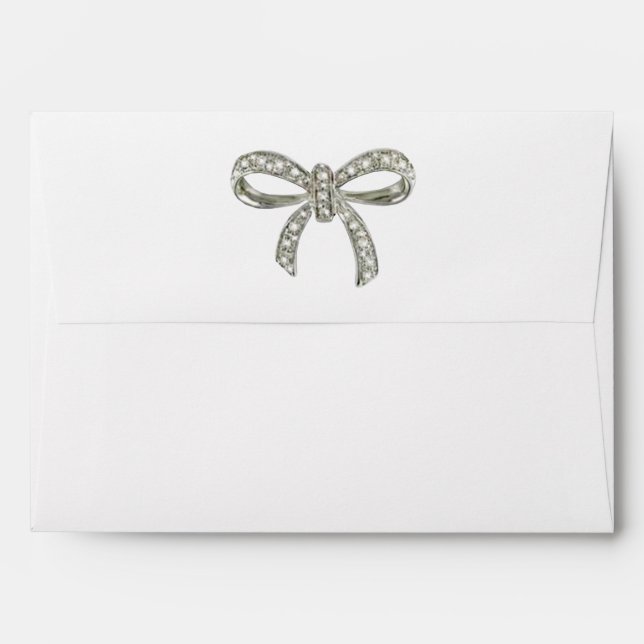 Diamond Bow Faux Black Glitter Envelope (Back (Top Flap))