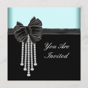 Diamond Bow Teal Blue Black Party Template