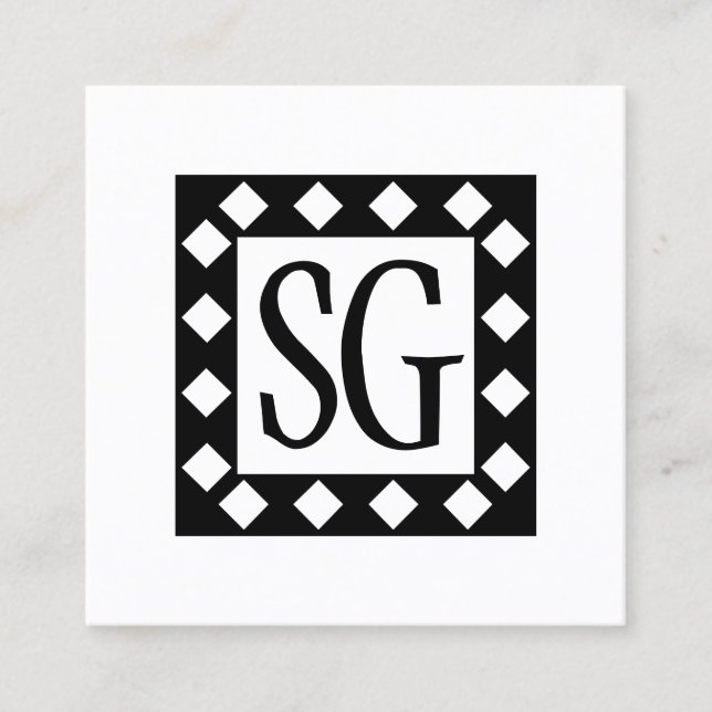 Diamond Box - Initials Square Business Card (Front)