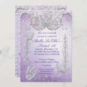 Diamond Butterfly Party Invitations