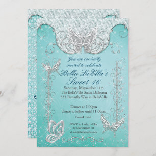 Diamond Butterfly Party Invitations