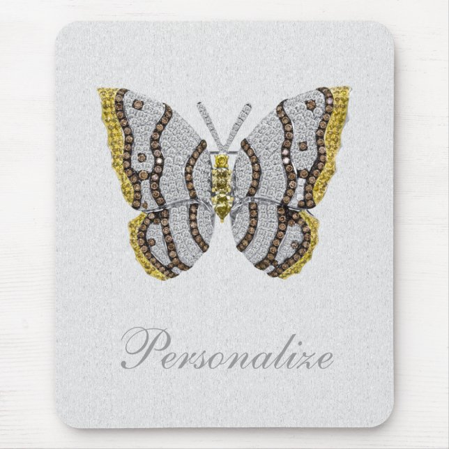Diamond Butterfly Print Personalised Mousepad (Front)
