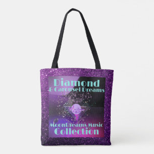 Diamond & Carousel Dreams Purple Faux Glitter Tote Bag